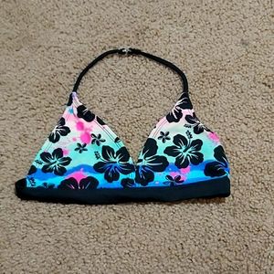 Girls Swimming bikini top with flowers.